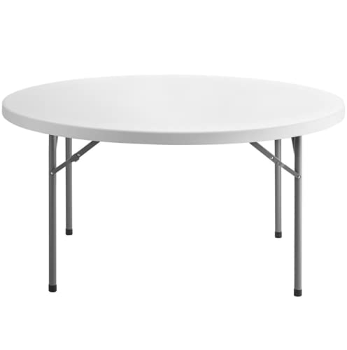 5 Pack! 72" Round Commercial Folding Table - Heavy-Duty White Plastic Folding Table for Events, Parties, Banquets and Weddings - Perfect for Indoor/Outdoor Use