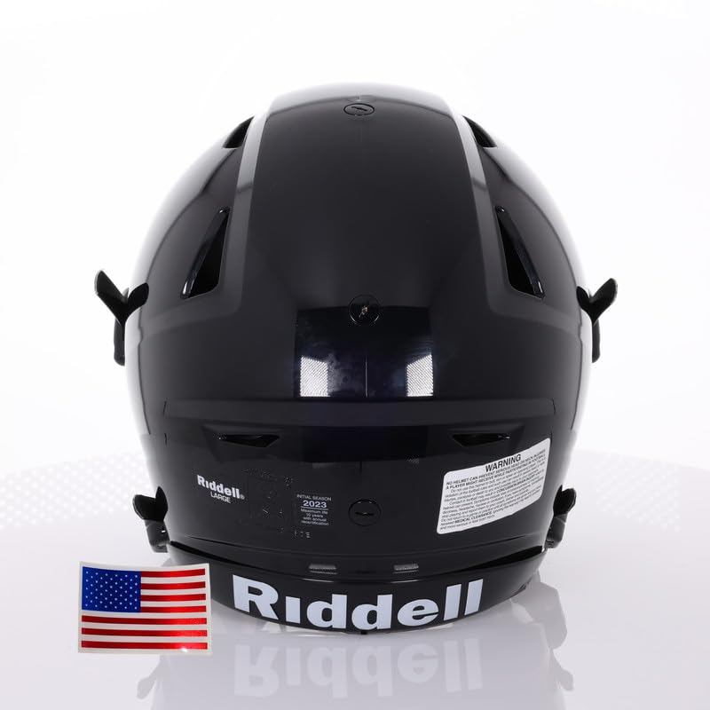 Green Gridiron - Riddell SpeedFlex Adult w/Black SF-2EG-II Facemask + Chrome US Helmet Flag Decal