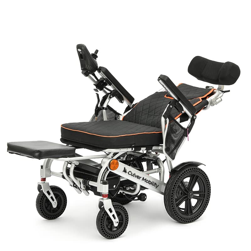 Culver Mobility Shawk Electric Wheelchair for Adults, All Terrain Lightweight Foldable Wheelchairs,Power Motorized Electric Wheel Chair, Comfortable Remote Control Mobility Aid (Gray)