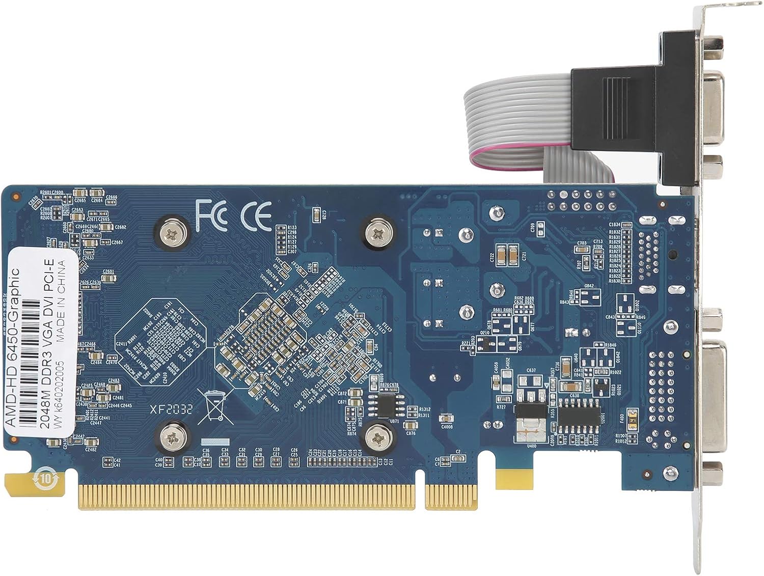 Vbestlife PC Graphics Card, HD6450 2G 64bit DDR3 Graphics Card with PCI Express 3.0 Slot, for Office Desktop Computer