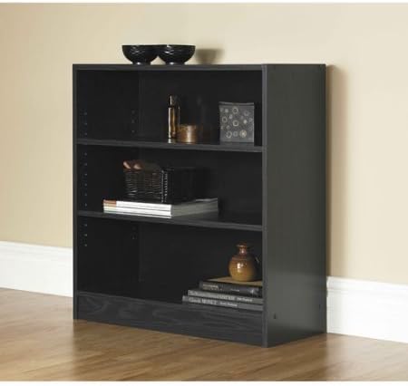 Orin Mainstays Wide 3-Shelf Bookcase, Black (Black, 3-Shelf) Pack of 2