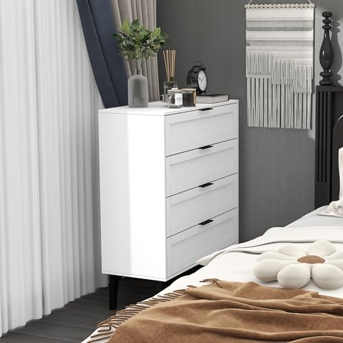 TaoHFE 6 Drawer Dresser for Bedroom Modern White Chest of Drawers for Nursery Wood Dresser for Kids Horizontal Dressers & Chests of Drawers for Bedroom Living Room (White/ 6 Drawer)