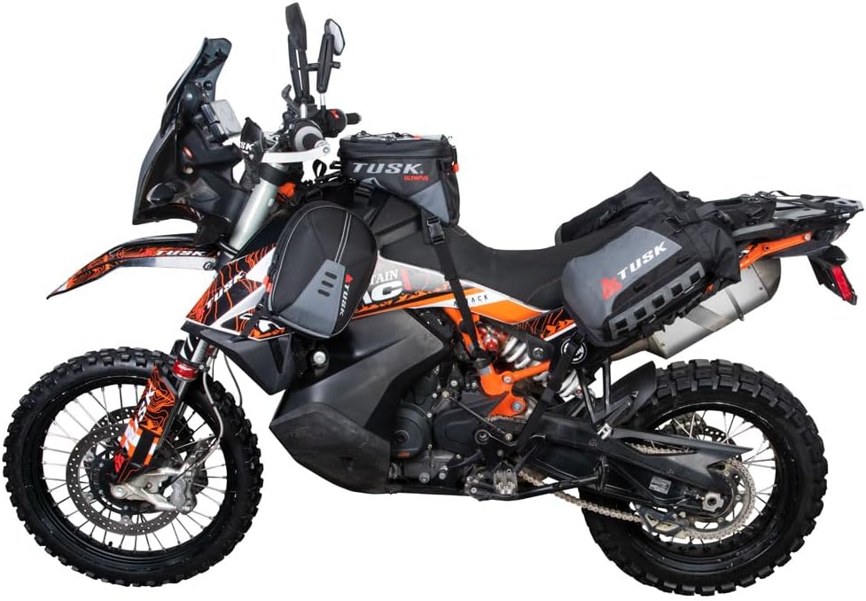 Tusk Excursion Rackless Luggage System w/Small Dry Duffel & Bottle Holders Standard Heat Shield Black/Tan For KTM 790 Adventure R 2019-2020