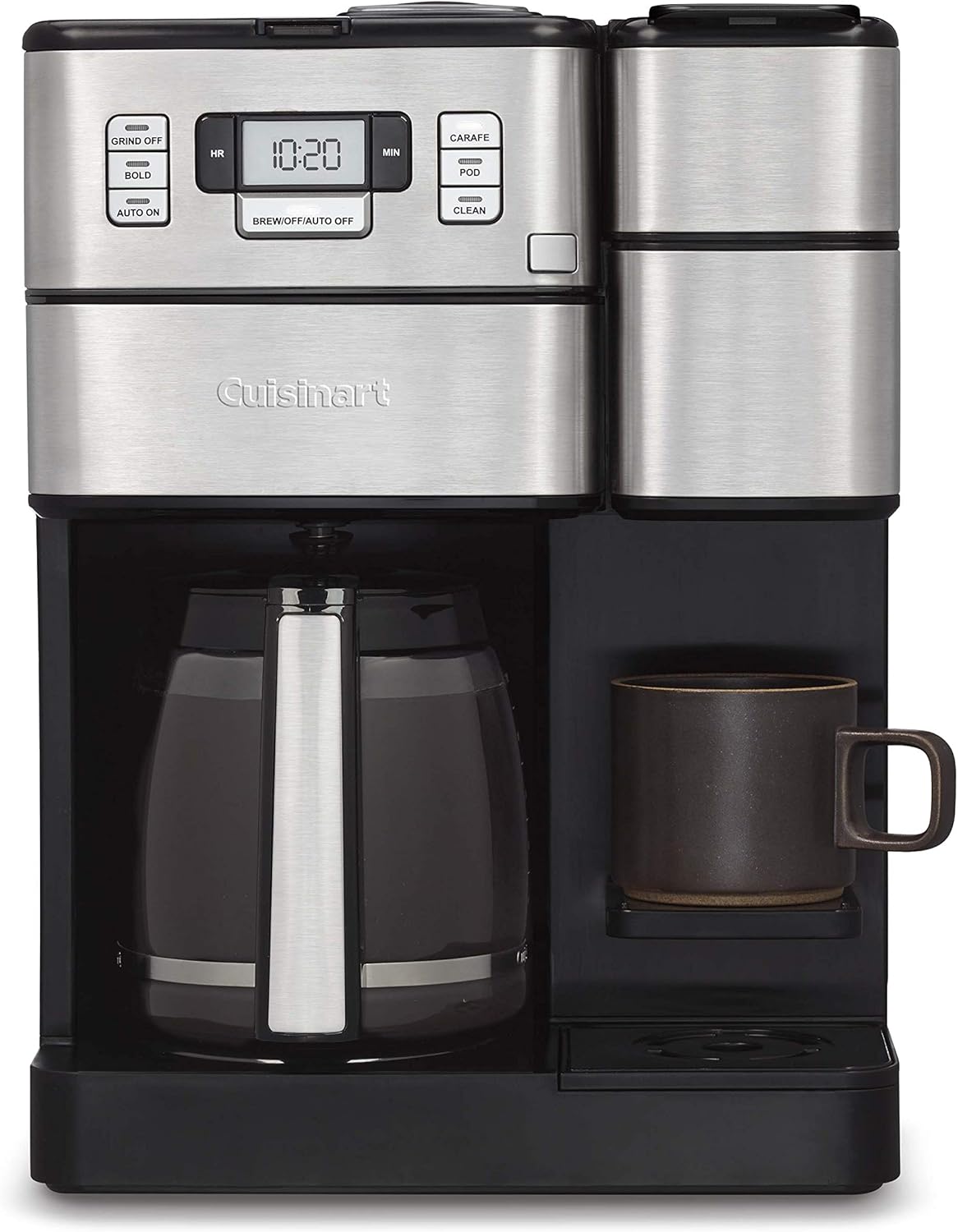 Cuisinart SS-GB1 Coffee Center Grind & Brew Plus, Built-in Coffee Grinder, Coffeemaker and Single-serve Brewer, Black/Silver