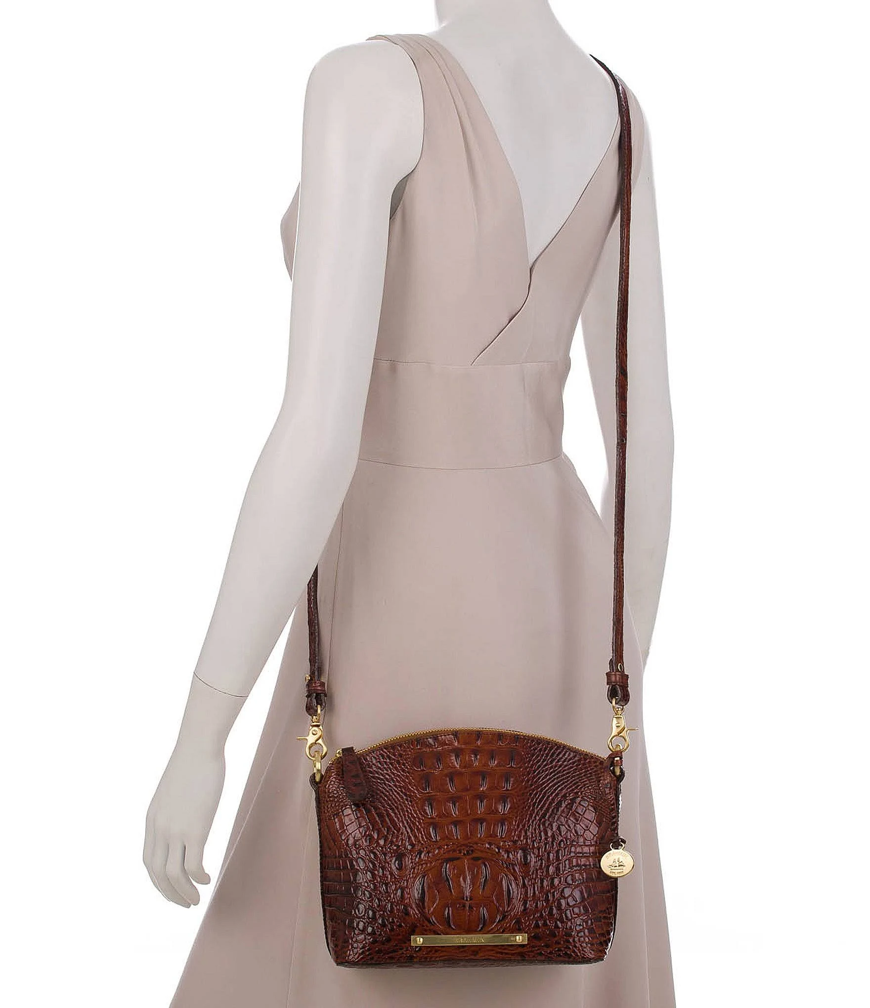 Brahmin Leather Mini Duxbury Crossbody Embossed Pecan Melbourne,brown Nwt