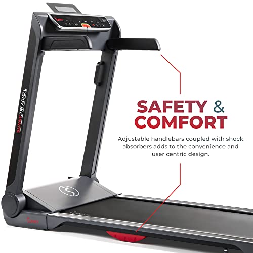Sunny Health & Fitness Strider Foldable Treadmill, 20-Inch Wide Running Belt with Optional Exclusive SunnyFit™ App and Enhanced Bluetooth Connectivity