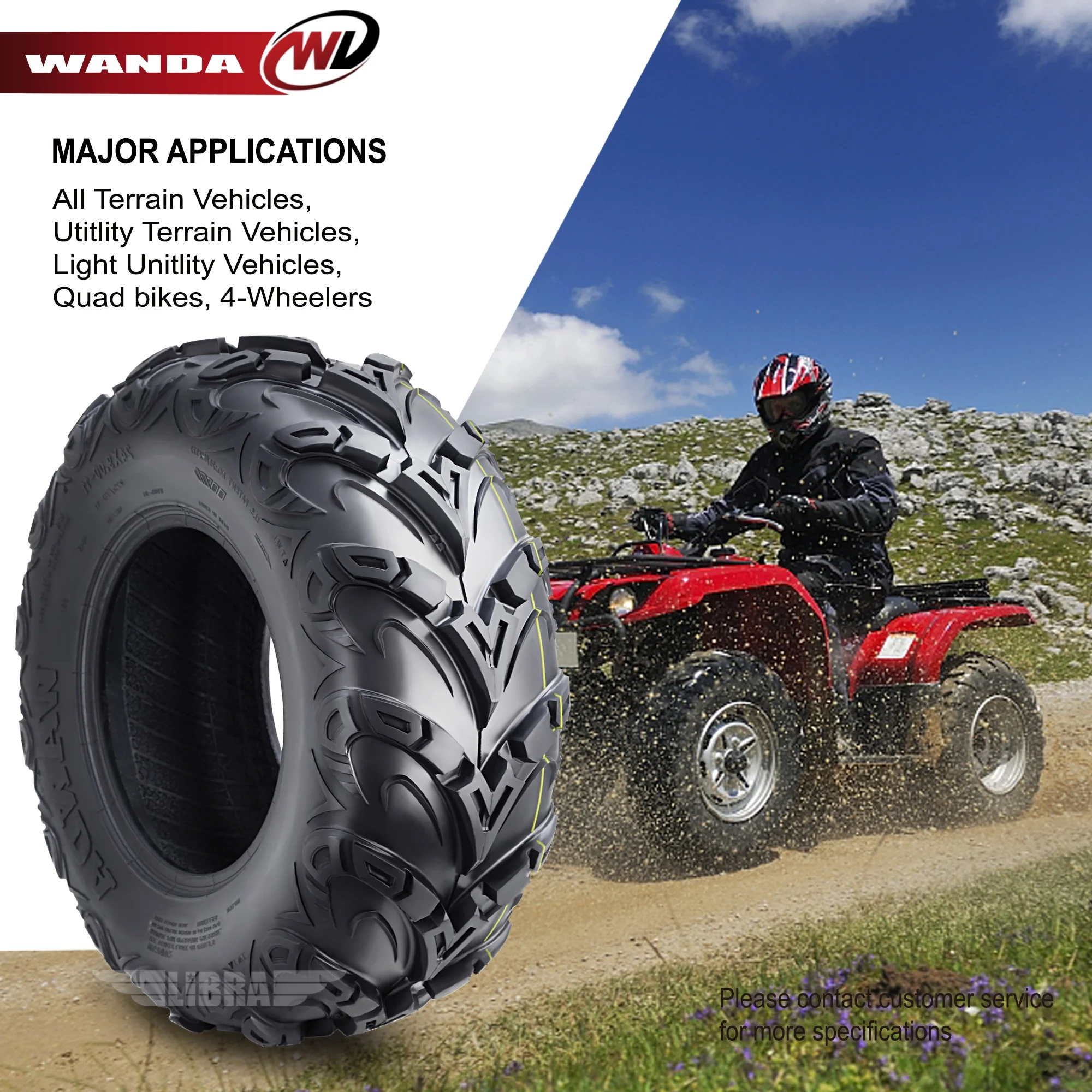 WANDA Premium 8 Ply ATV / UTV Tires 24x9-11 24x9x11 Mud Sling