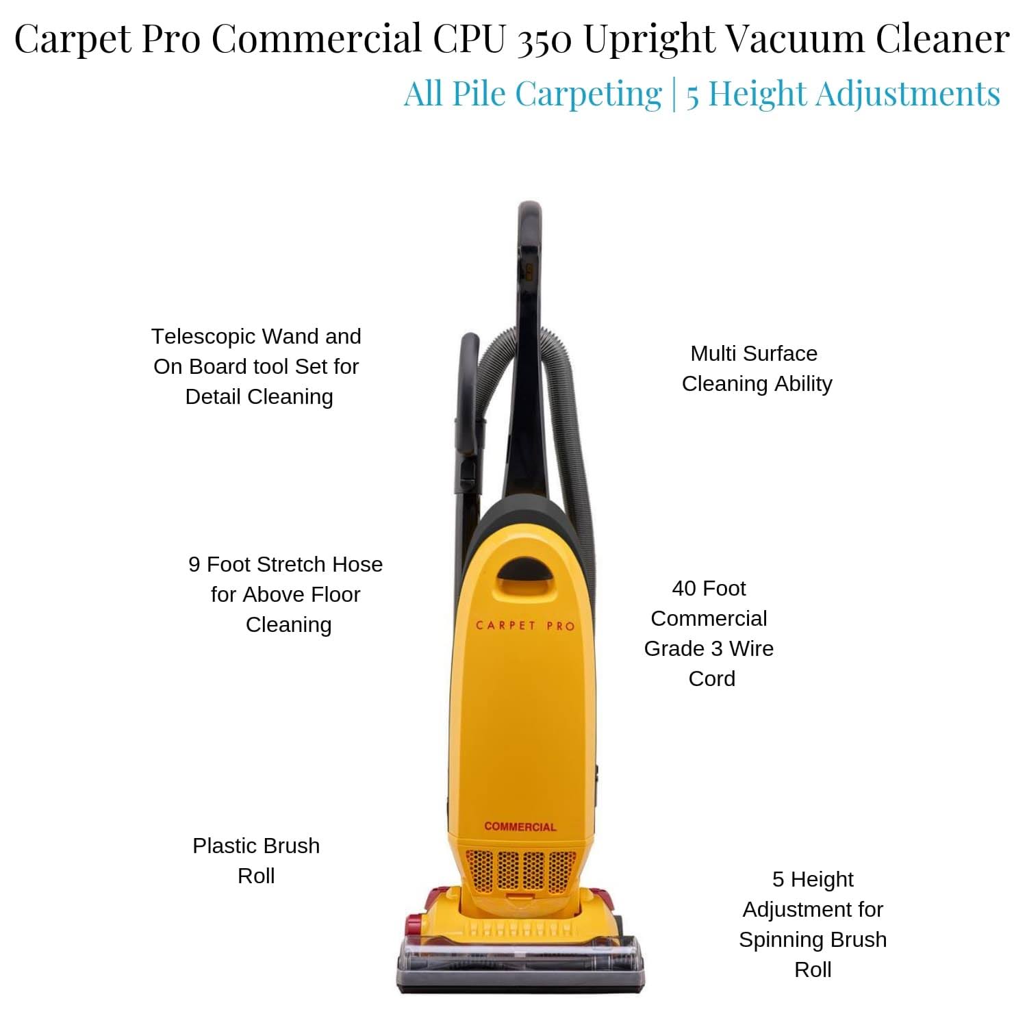 Carpet Pro CPU-350 Commercial Upright Vacuum Cleaner