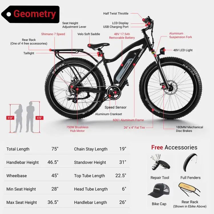 Himiway Cruiser Electric Bike, 750W 60MI 48V 17.5Ah Battery 26"x4" Fat Tire,25MPH Top Speed, 7 Speed, 350LBS Payload,UL Certified