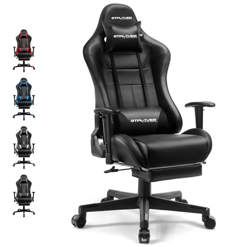 GTPLAYER Gaming Chair with Speakers, Music Gaming Recliner Chair for Adults and Kids, Height Adjustable Computer Game Reclining Chair with Footrest by GTRacing (Black)