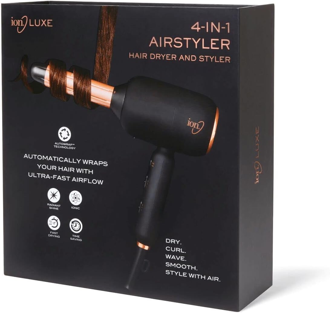 ion Luxe 4-in-1 Autowrap™ Airstyler - Interchangeable Hair Dryer & Curler for All Hair Types