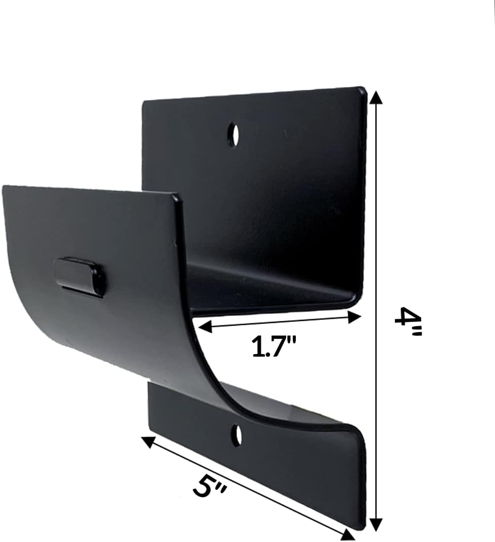 Tetra-Teknica GMH-01 4-in Steel Wall Mount Ladder and Wheelbarrow Hanger, Matte Black