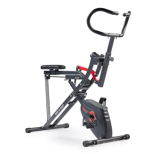 Sunny Health & Fitness Row-N-Ride PRO, Full Body Combo Fitness Machine w/Resistance Bands, Easy Setup & Foldable for Rower, Glute & Leg Cardio Workout, Optional SunnyFit App Connection