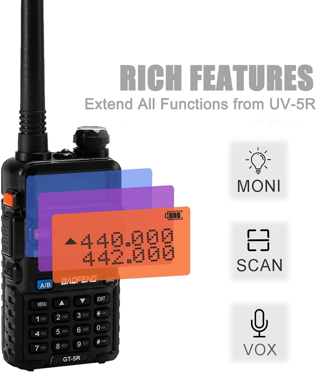 6pcs BAOFENG GT-5R Walkie Talkies Long Range, Legal Upgraded Two Way Radio for Adults, Dual Band 144-148MHz 420-450MHz, Ham Radio Rechargeable, with Six-Way Charger and Programming Cable
