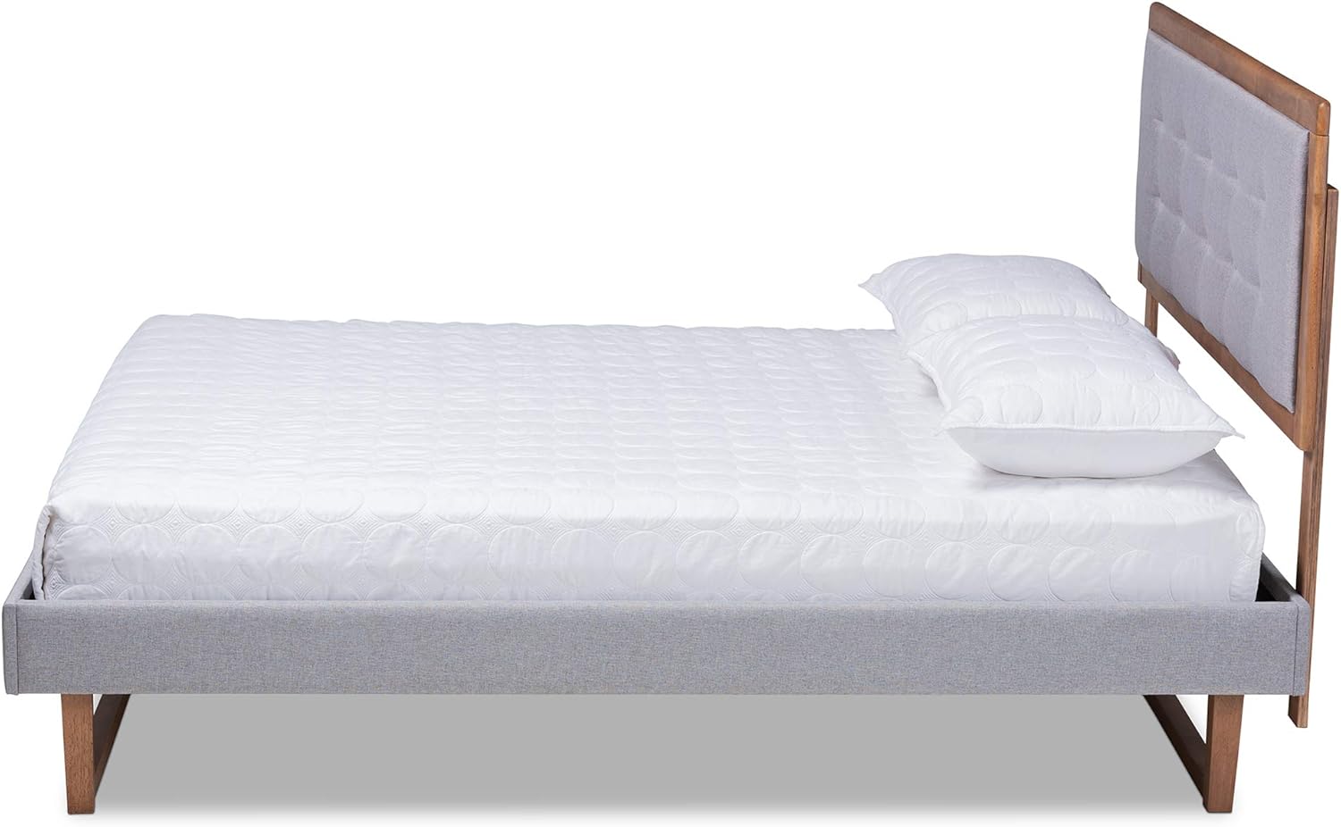 Baxton Studio Beds (Platform), Full, Light Grey/Ash walnut