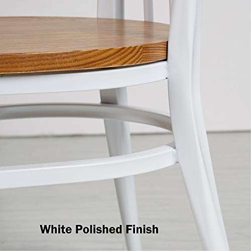 LUCKYERMORE Heavy Duty Metal Dining Chair Set of 2, Stackable Commercial Chair with Wood Seat, Metal Frame, 450lbs Capacity, for Kitchen, Restaurant, Dining Room, Fully Assembled, Ladder Back, Black