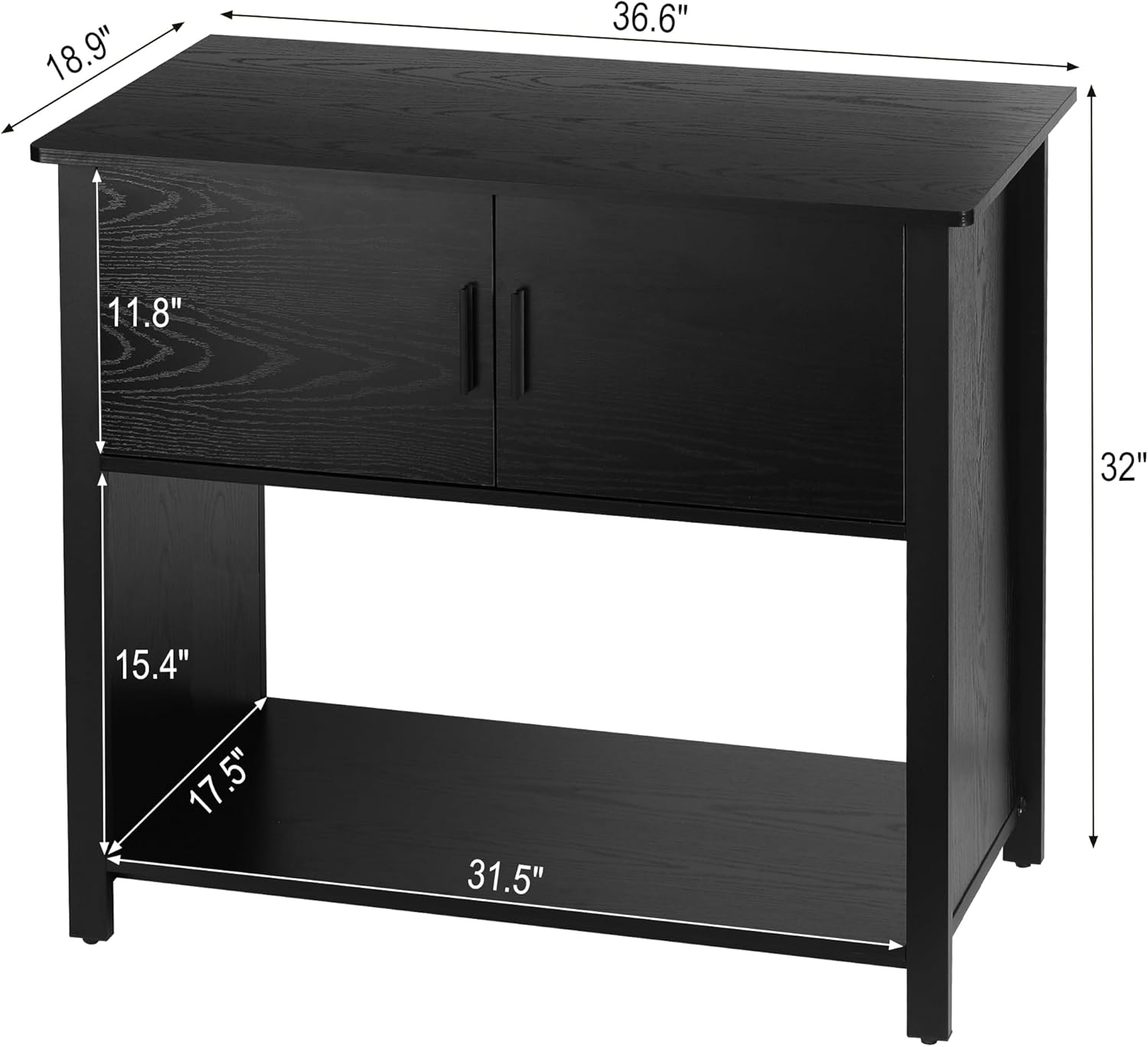 Aquarium Stand with Cabinet, 40-50 Gallon Fish Tank Stand, Turtle Reptile Terrariums Stand, Metal Frame 990 Pounds Load Capacity, 18.9" D x 36.6" W x 32" H