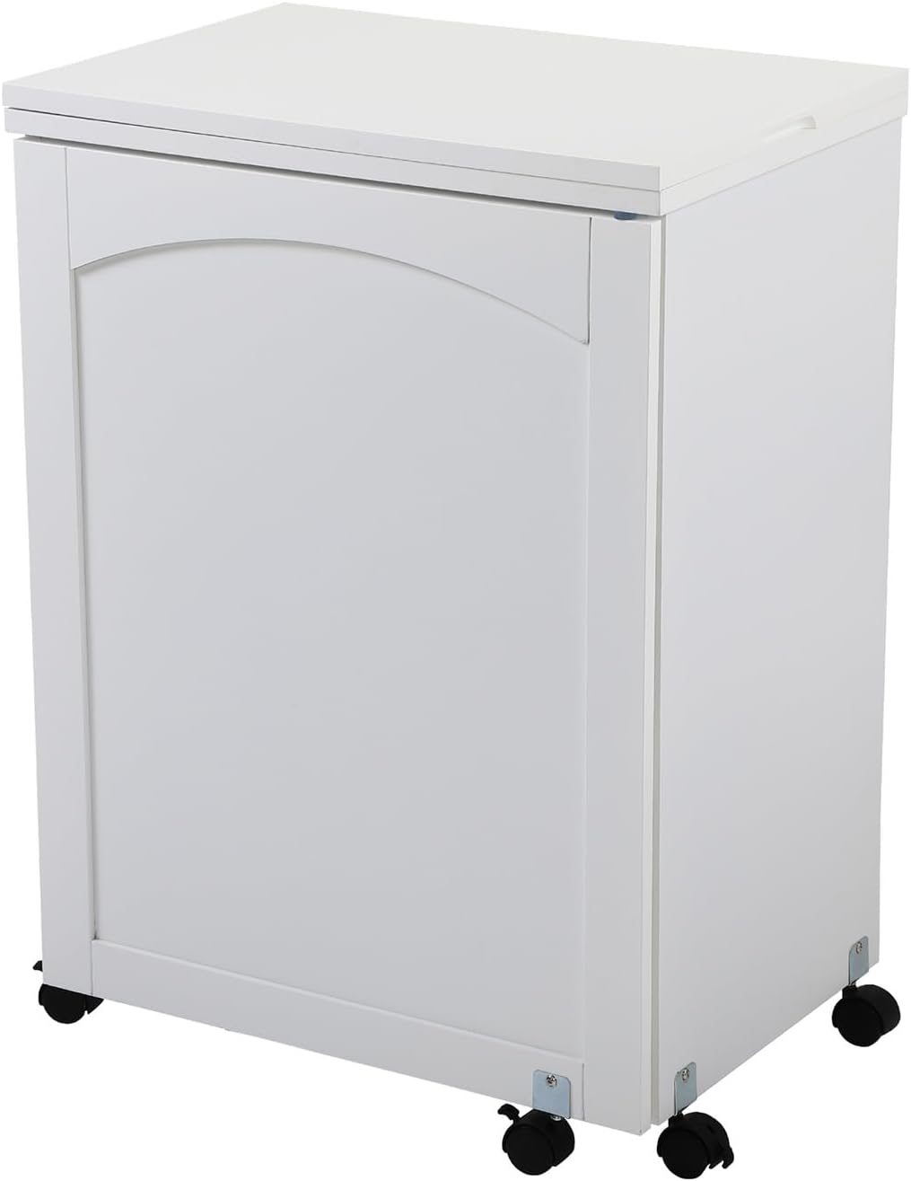 Folding Sewing Craft Cart&Sewing Cabinet Miscellaneous Sewing Kit Art Desk with Storage Shelves and Lockable Casters, White