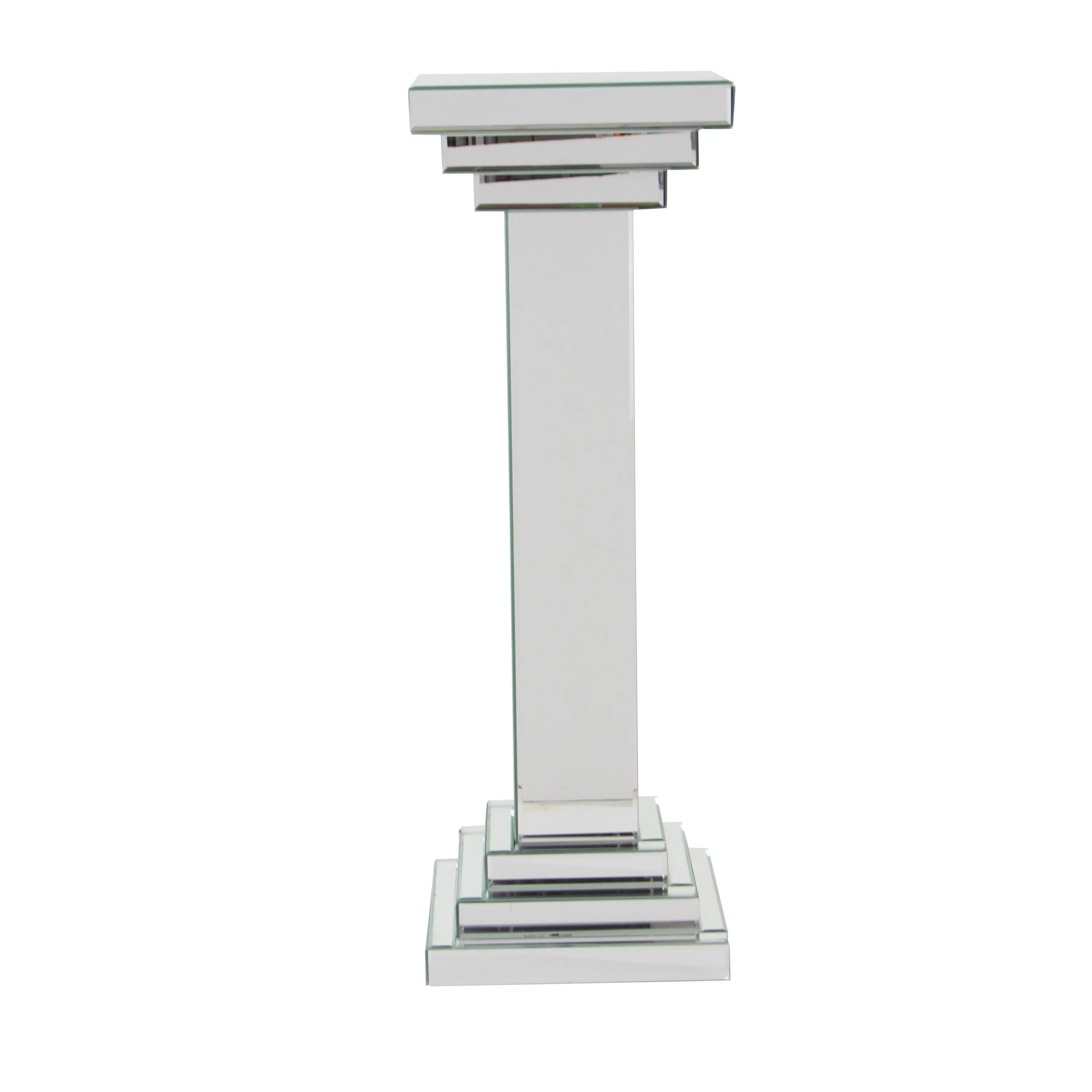 DecMode 12" x 36" Silver Glass Mirrored Pedestal Table, 1-Piece