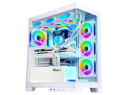 Superview Gaming PC Desktop - AMD Ryzen 7 5700G, RTX 4070 12GB, 32GB DDR4 RAM 3200, 1TB M.2 PCIE SSD, 650W PSU, 360mm AIO, 11AC Wi-Fi, Windows 11 Pro 64-bit Desktop Computer, Black