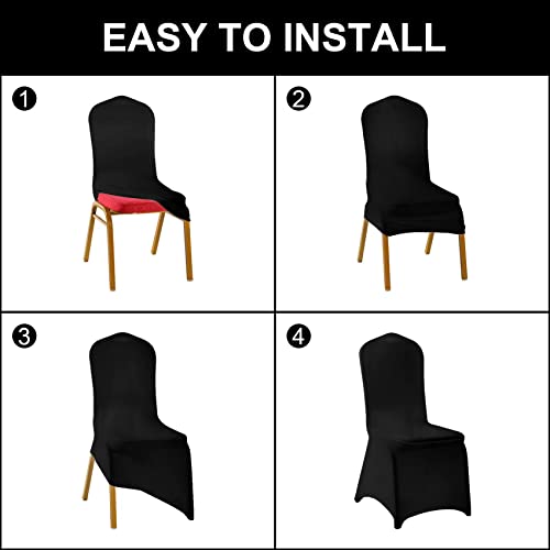 Waterproof Polyester Spandex Chair Cover (100PCS, Black) - Stretch Dining Chair Covers, Protector for Party, Banquet, Wedding Event, Hotel, Indoor/Outdoor Use