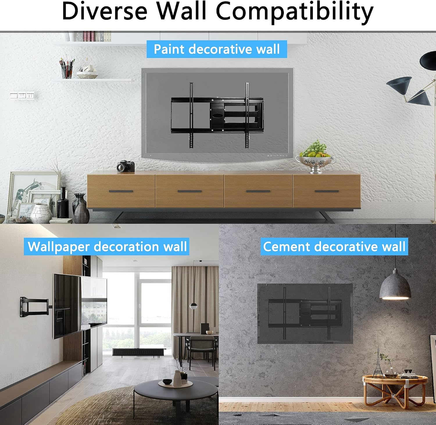 TV Wall Mount Full Motion TV Bracket for Most 32-70Inch Flat Screen TVs, TV Mount with Articulating Dual Arms Tilt Swivel 14" Extend, Wall Mount TV Bracket VESA 600x400mm TV Monitor Mount,Up to 99lbs Pack of 2