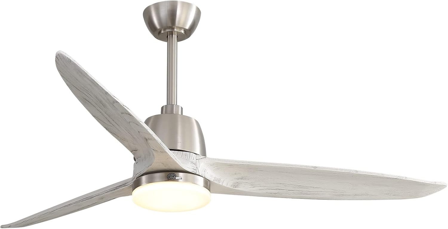 Sofucor 60 Inches Ceiling Fan With Lights 3 Carved Wood Fan Blade Noiseless Reversible Motor Remote Control