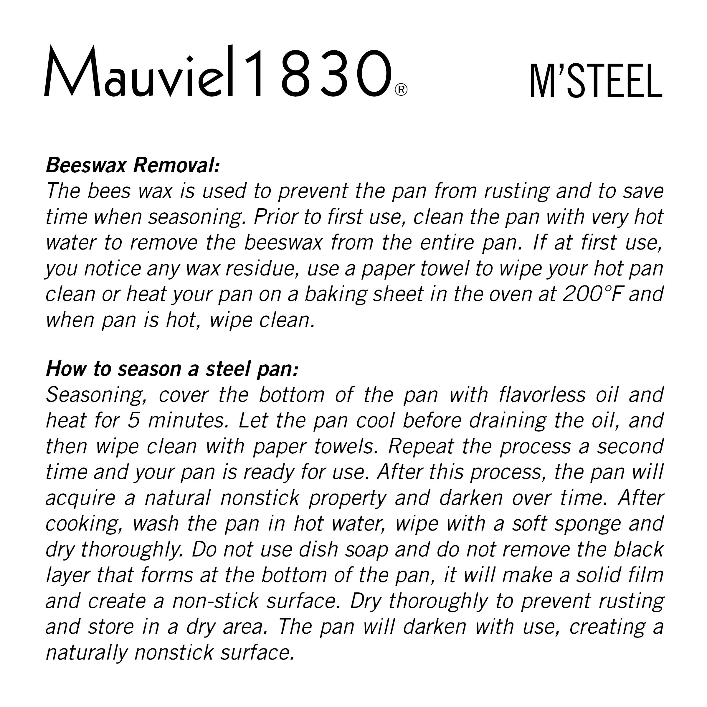 Mauviel M'Steel, Carbon, Nonstick Fry Pan, 12.5 inch, Black Steel