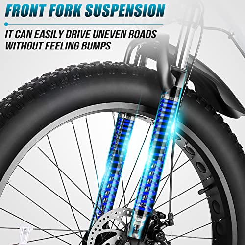 Vivi Electric Bike 26" x 4.0 Fat Tire Electric Bicycle, Peak 1000W Electric Mountain Bike, 25MPH Ebikes for Adults with 48V 13AH Removable Lithium-Ion Battery, Up to 60 Miles,UL 2849 Certified