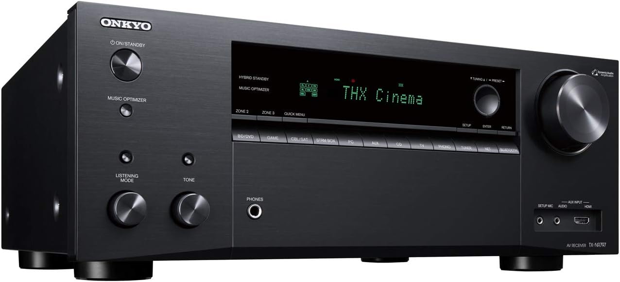 Onkyo TX-NR797 Smart AV 9.2 Channel Receiver with 4K Ultra HD | Dolby Atmos | AirPlay 2 | IMAX Enhanced (2019 Model),Black