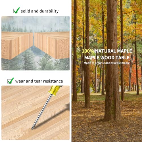 Hardwood Maple Butcher Block Counter Top - 36" L x 25" W Polished Wood Table Top, 1.5" Thickness DIY Desk Top for Kitchen, Laundry, Office, Bar