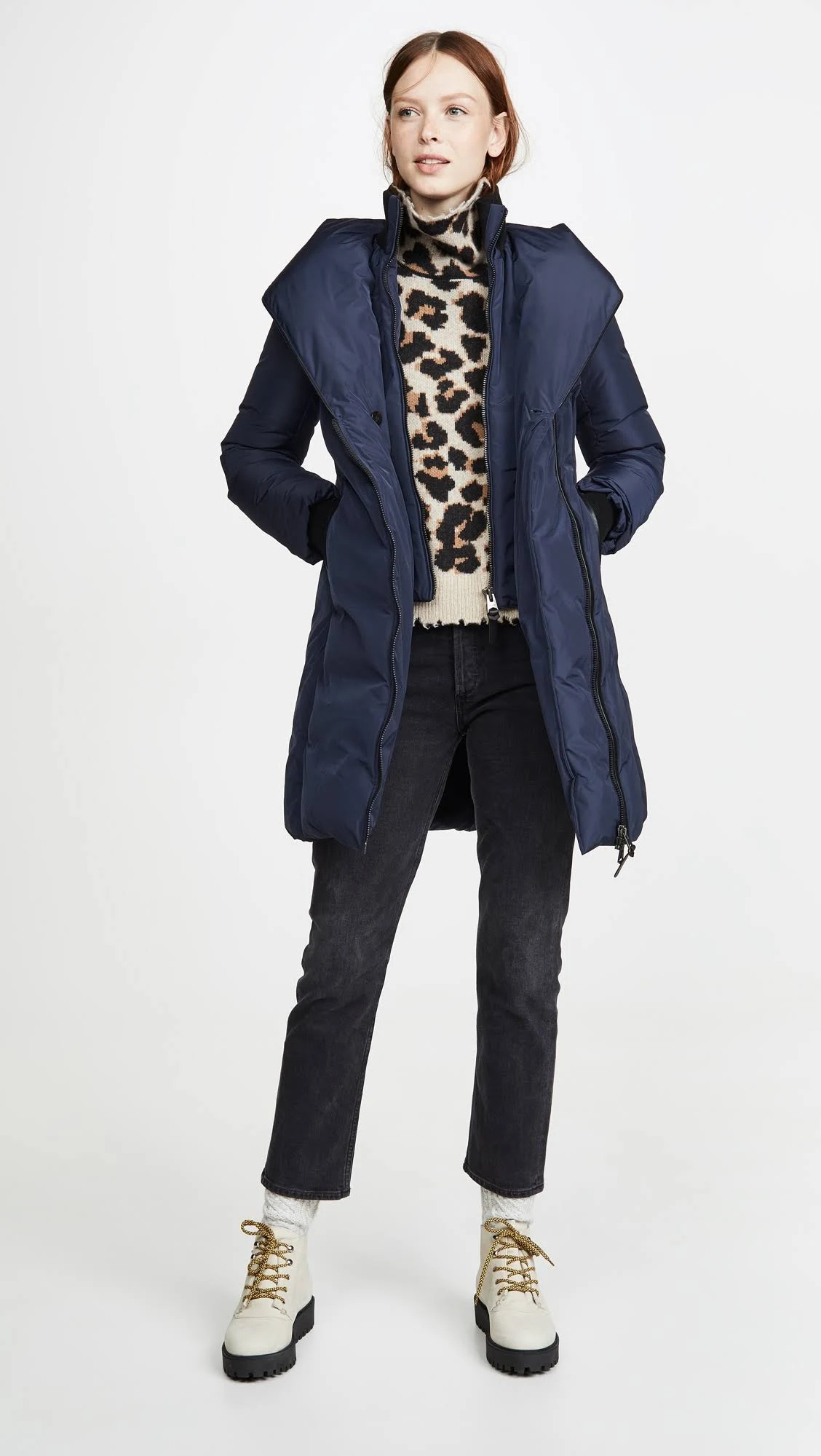 Mackage Kay Down Coat with Signature Natural Fur Collar - S / Navy