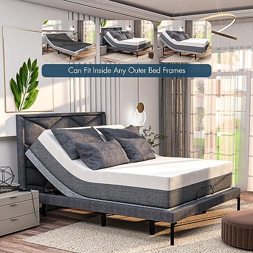 Adjustable Bed Base with Massage, Queen Adjustable Bed Frame (SF - Elite), Wireless Remote, USB Ports, Under-Bed Light, 5 Minutes Assembly, Head/Foot Incline Zero Gravity Bed