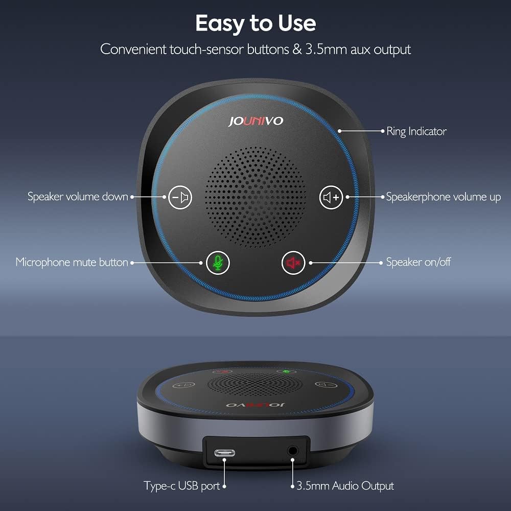 USB Speakerphone， Omnidirectional Computer Speaker with Microphone,Plug and Plays Portable Speaker with for Holding Meetings Anywhere with Immersive Sound Pack of 2