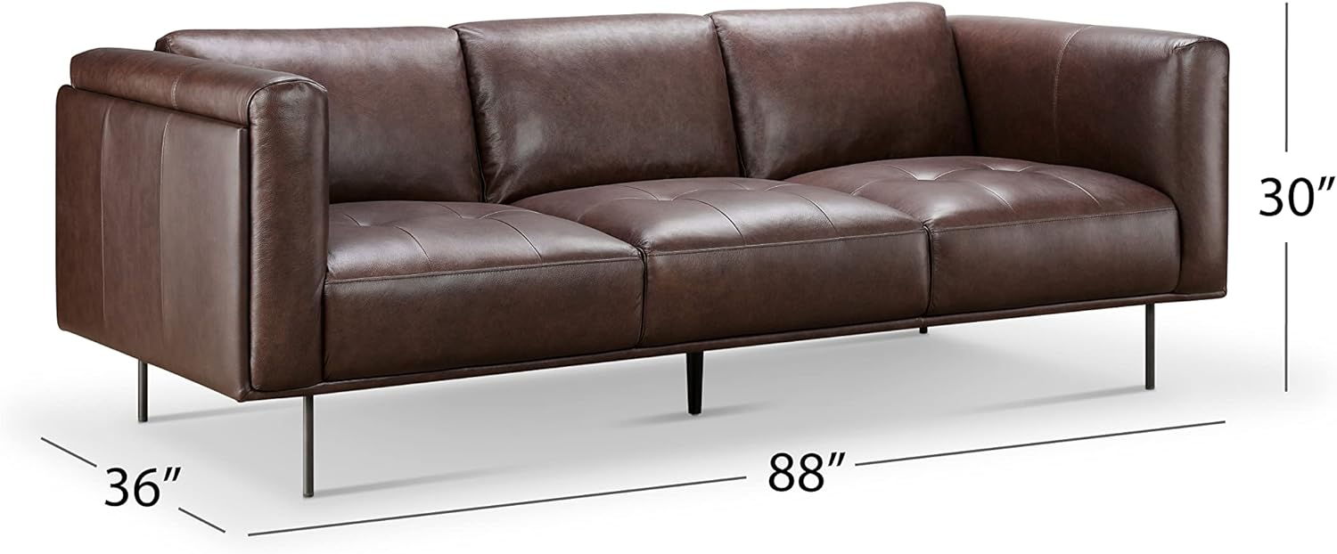 Abbyson Living Luca Leather Sofa, Brown