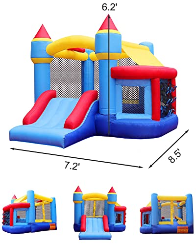RETRO JUMP Bouncy House for Kids Outdoor, Kids Bounce House, Inflatable Bounce House with Blower, Bouncing Ball Pit & Basketball Rim, Ocean Balls, Stakes, Repair Kits, Storage Bag Included