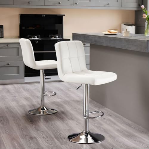Counter Height Bar Stools, Kitchen Island Counter with Adjustable and Swivel Function, PU Leather with Back for Kitchen Island, Set of 2 Tall Bar Stools, Black