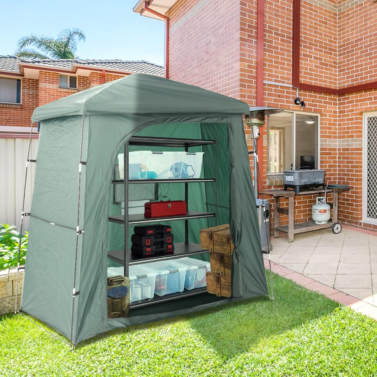 ELEVTAB Bike Storage Tent, Foldable Waterproof Outdoor Bike Storage Shed for 2-3 Bikes ,Space Saving Bike Tent with Window for Outdoor, Garden and Camping…