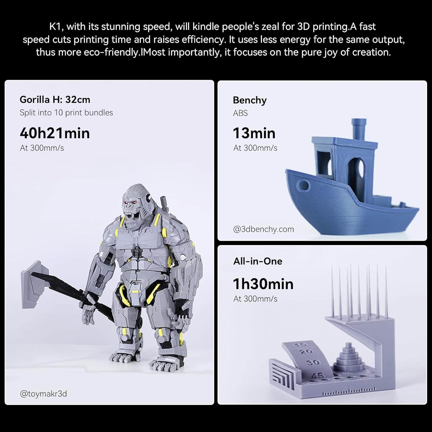 Official Creality K1 Speedy 3D Printer Bundle with AI Camera - Experience 600mm/s High-Speed Printing with Advanced Monitoring and Filming Capabilities!