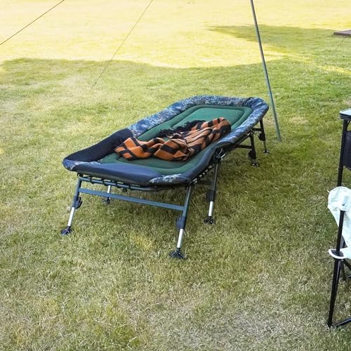 XL Folding Camping Cot with Mattress for Adults, Oversized Camping Bed with Carry Bag, 180° Adjustable Recliner, Portable Outdoor Lounger for Camping, Hiking, Outdoor, Green