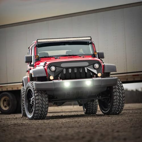American Modified Gladiator Vader Easy Installation Front Grille Cover Compatible with Jeep Wrangler 2007 to 2018, JK/JKU, Rubicon, and Sahara Sport, Matte Black