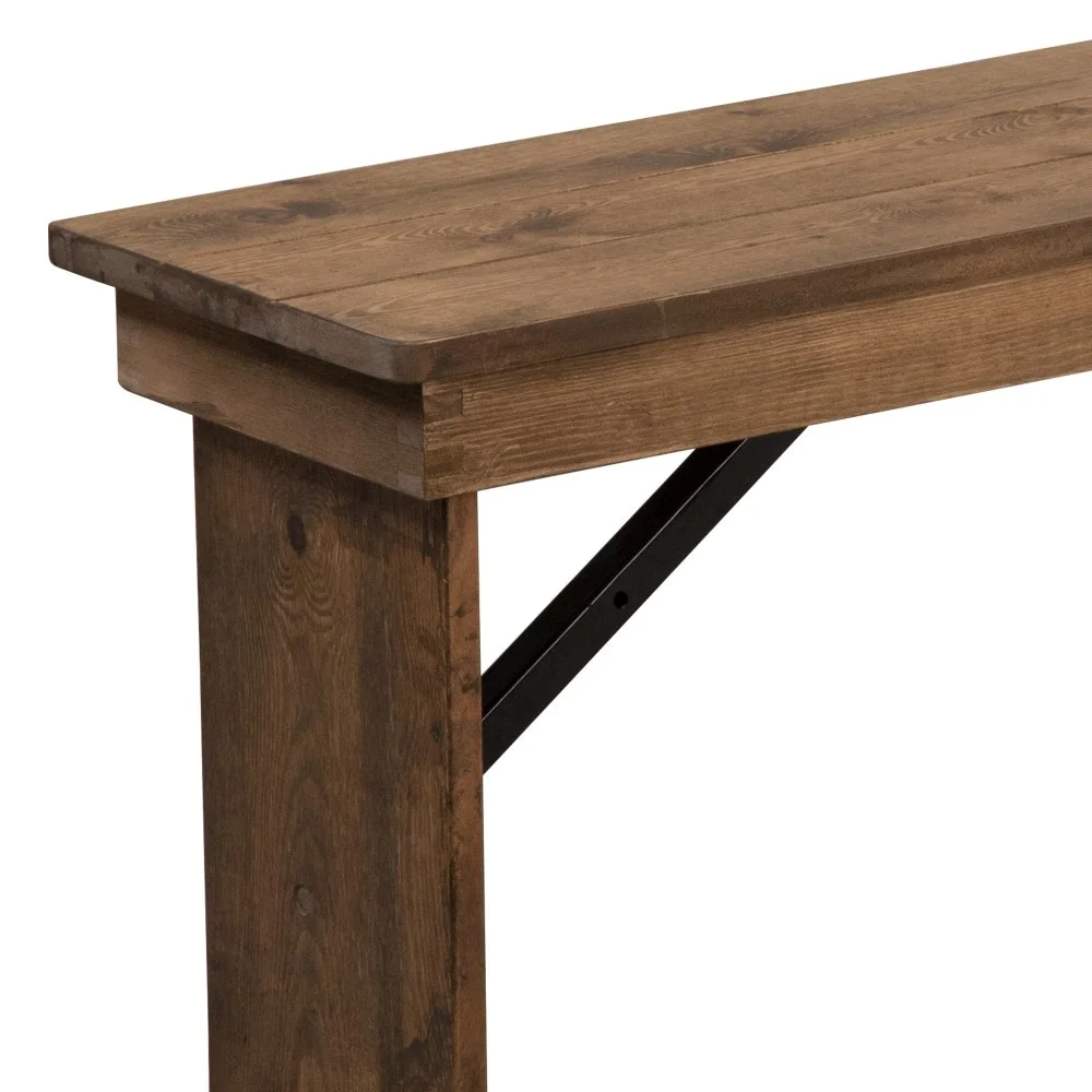 Lancaster Home 40" x 12" Antique Rustic Solid Pine Folding Farm Bench Antique Rustic Solid Wood