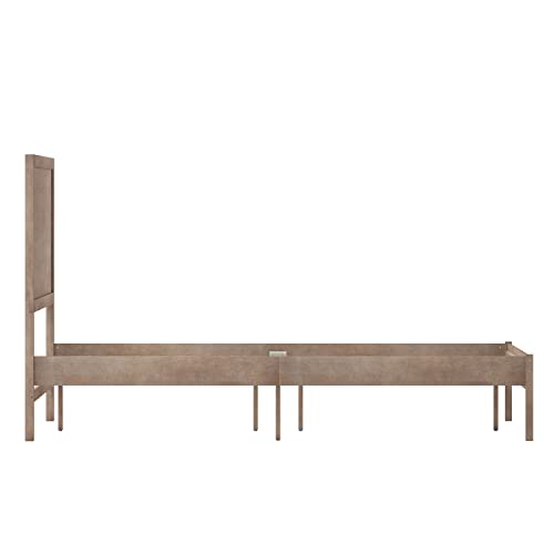 BizChair Solid Wood Platform Bed with Wooden Slats and Headboard, No Box Spring Needed, King Size, Dark Brown