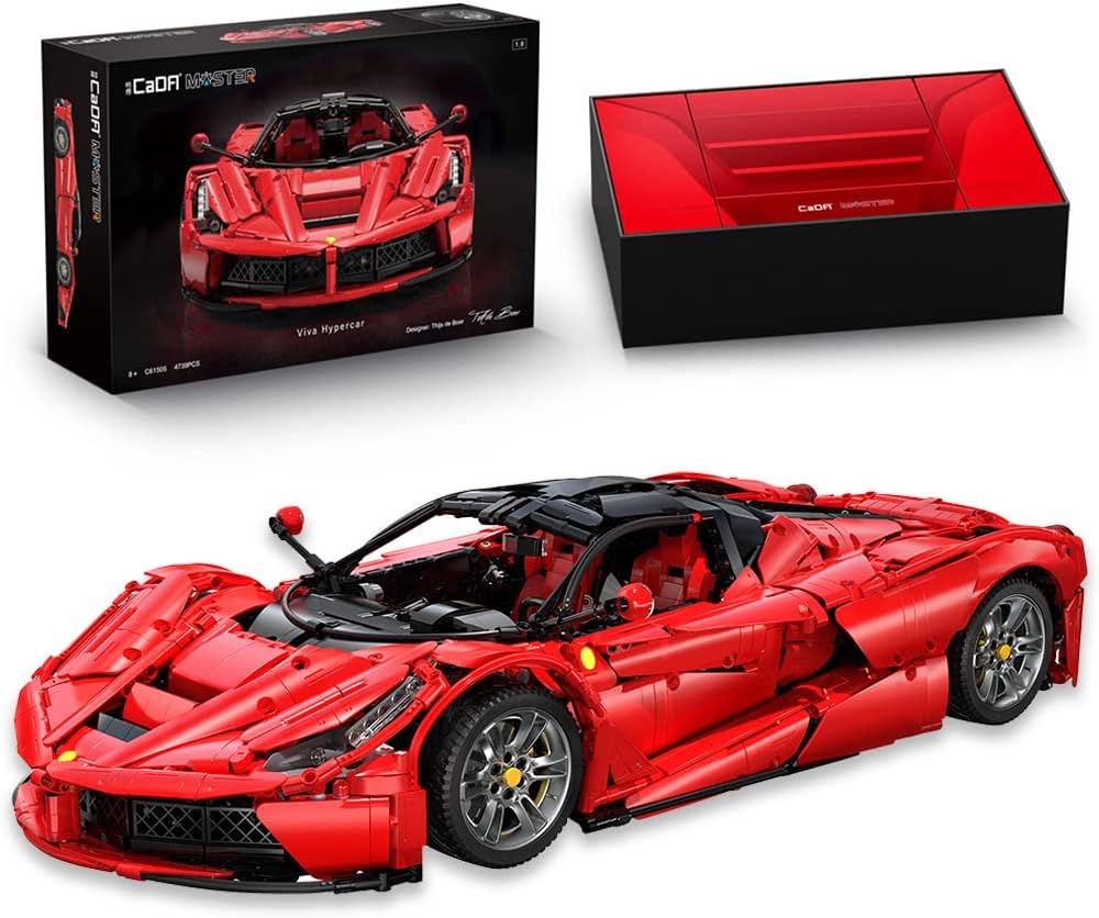 MISINI C61505W LaFer Supercar Building Set, 1:8 Scale Sports Car Building Blocks Kit for Adults, CADA Bricks Viva Hypercar, Collectible Motorsport MOC Car Toy Gift for Men Teens - 4739 Pcs