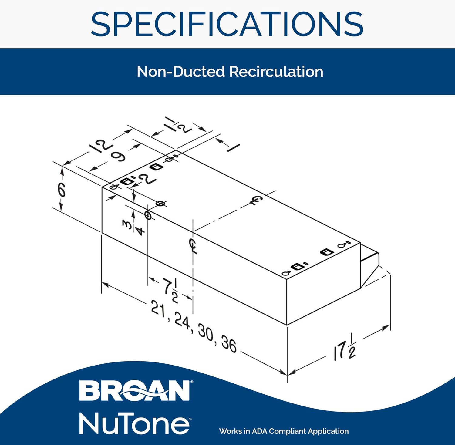 Broan-NuTone 413004 Non-Ducted Ductless Range Hood with Lights Exhaust Fan for Under Cabinet, 30-Inch, Stainless Steel