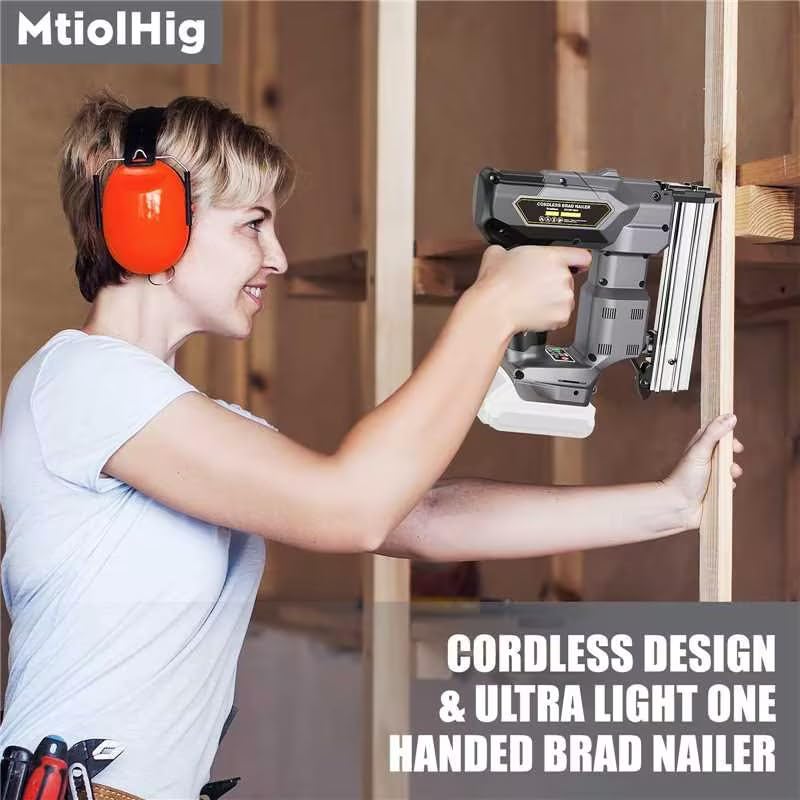 Cordless 18GA Brad Nailer for Dewalt 20V Max, 18 Gauge Nail Gun with 1000 Nials for Wood Carpentry, Brushless, 2 Mode, 5/8 to 1-1/4 Inch, Tool Only