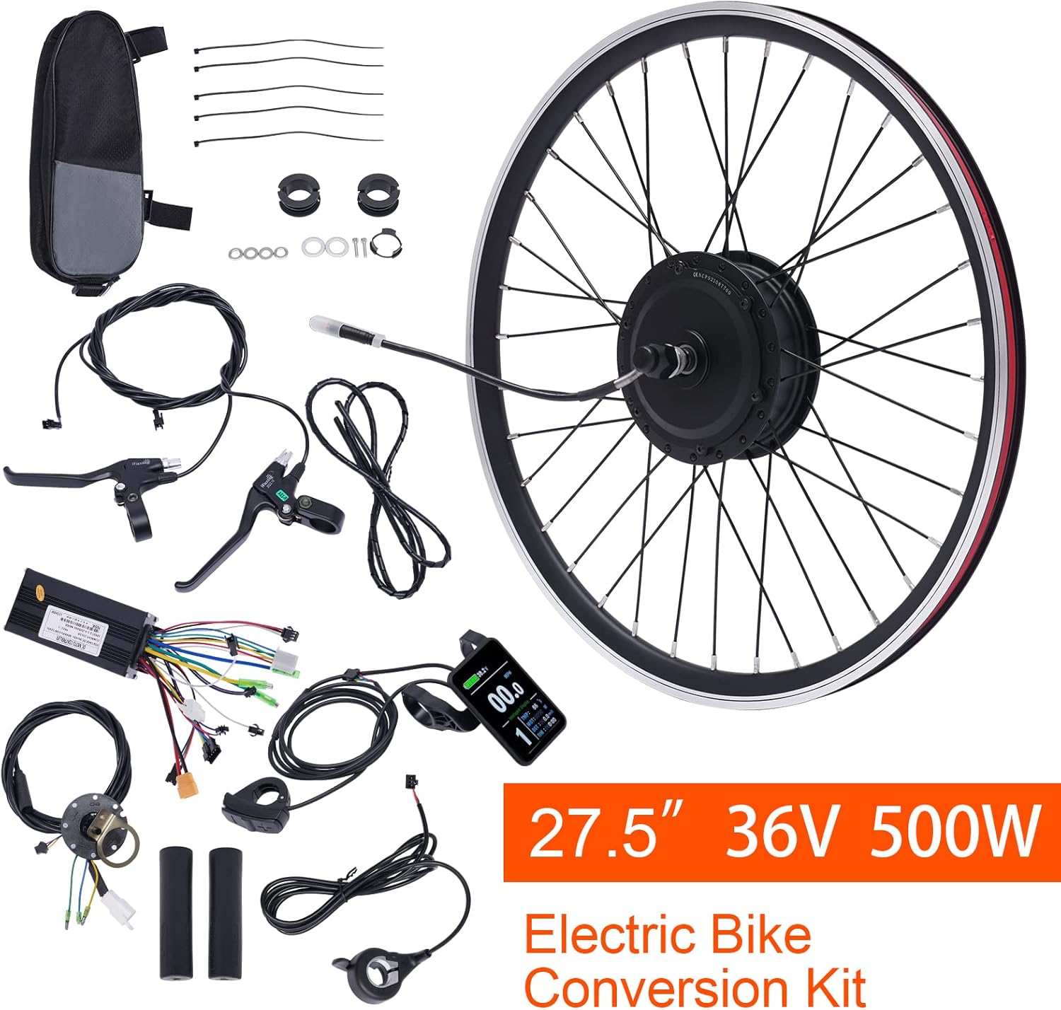 27.5" Electric Bike Conversion Kit, 500W Front Wheel Electric Bike Kit, 36V Ebike Conversion Kit with LCD Display, E-Bike Conversion Kit with Powerful Brushless Gear Motor| US Stock