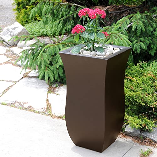 Mayne Valencia 30in Tall Planter - Black - 16in L x 16in W x 30in H - with Removable Plug, Made with Polyethylene (5874-B)