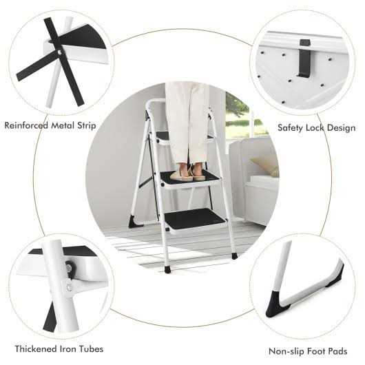 Costway 3 Step Lightweight Ladder HD Platform Foldable Stool 330 lb