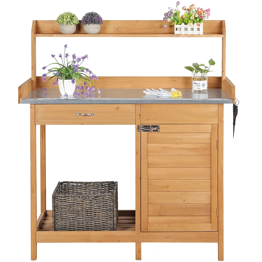 Yaheetech Garden Potting Bench W/Cabinet Drawer Open Shelf